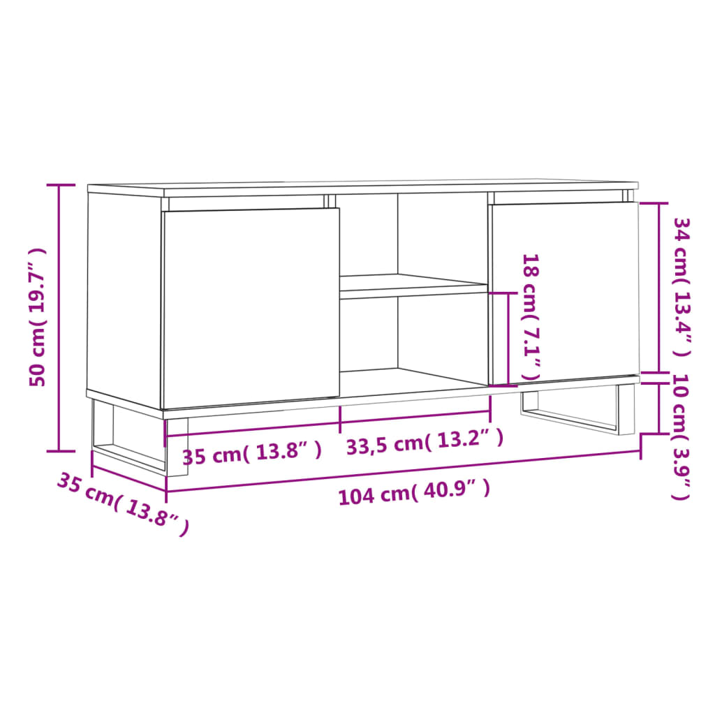 Tv-Bänk 104X35X50 Cm Konstruerat Trä