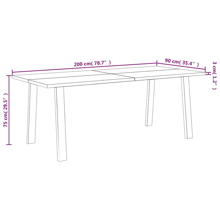 Matbord 200X90X75 Cm Massivt Akaciaträ