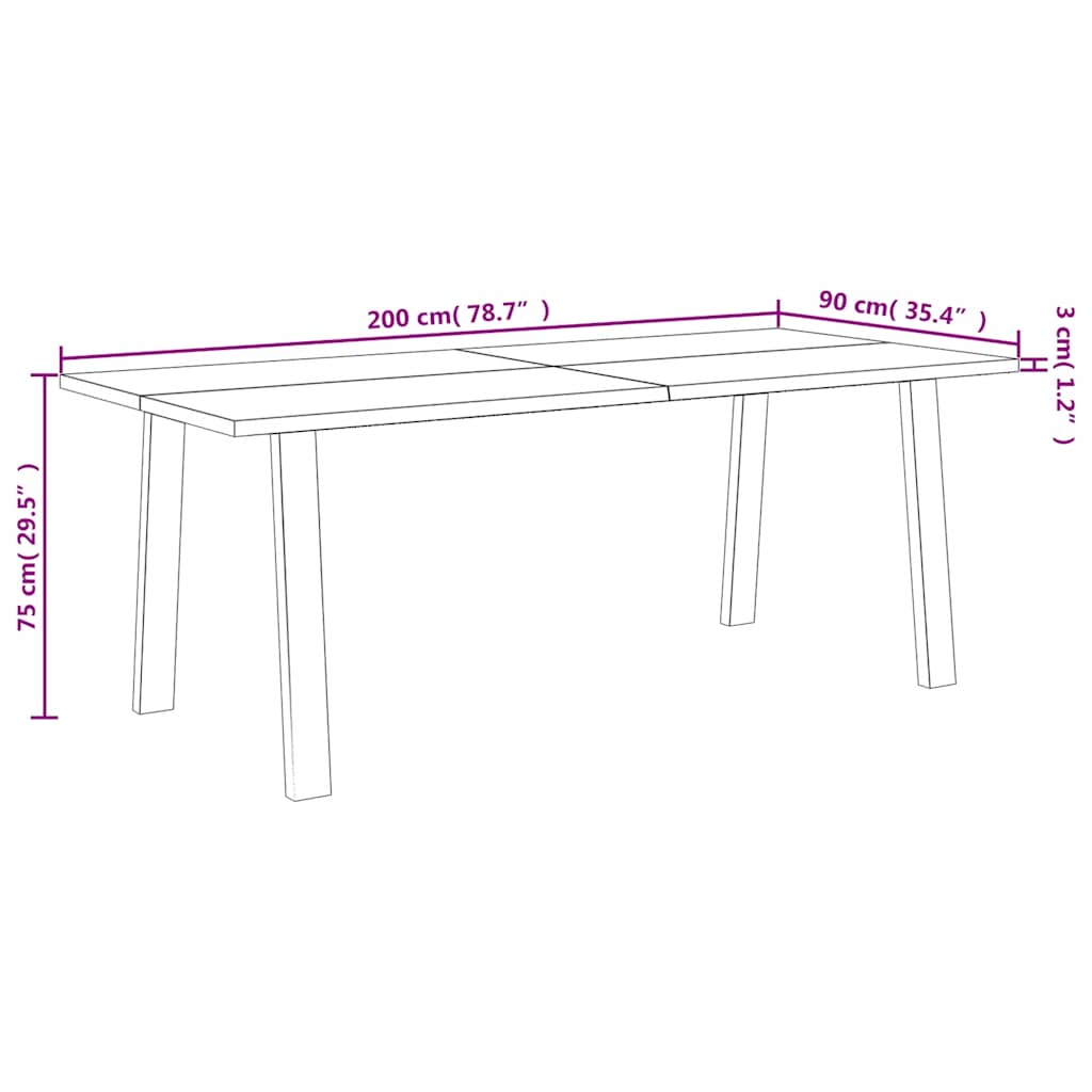 Matbord 200X90X75 Cm Massivt Akaciaträ
