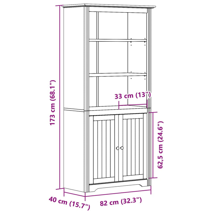 Bokhylla Bodo 82X40X173 Cm Massiv Furu