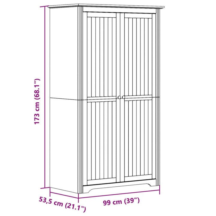 Klädskåp Bodo 99X53,5X173 Cm Massiv Furu