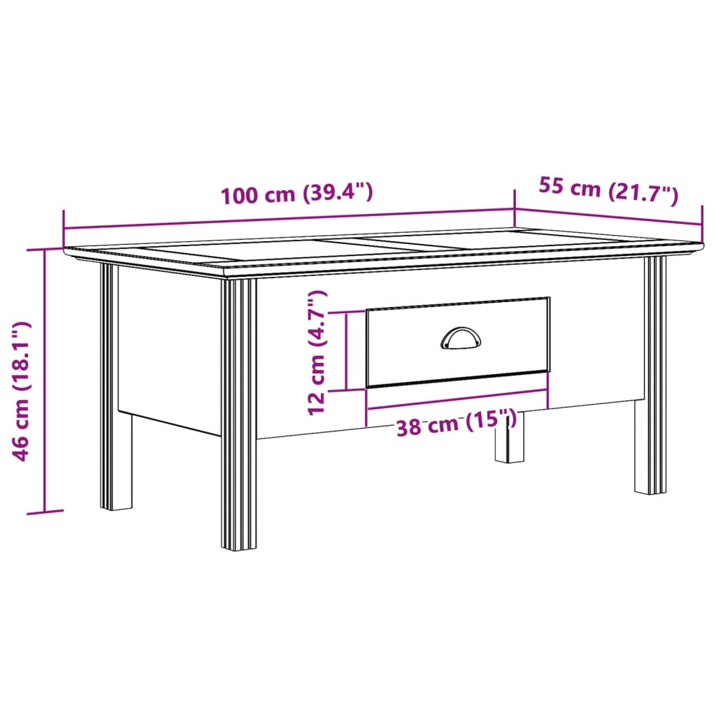 Soffbord Bodo 100X55X46 Cm Massiv Furu