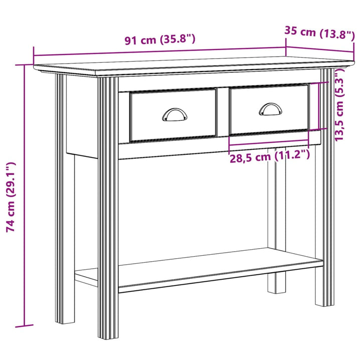 Konsolbord Bodo 91X35X74 Cm Massiv Furu
