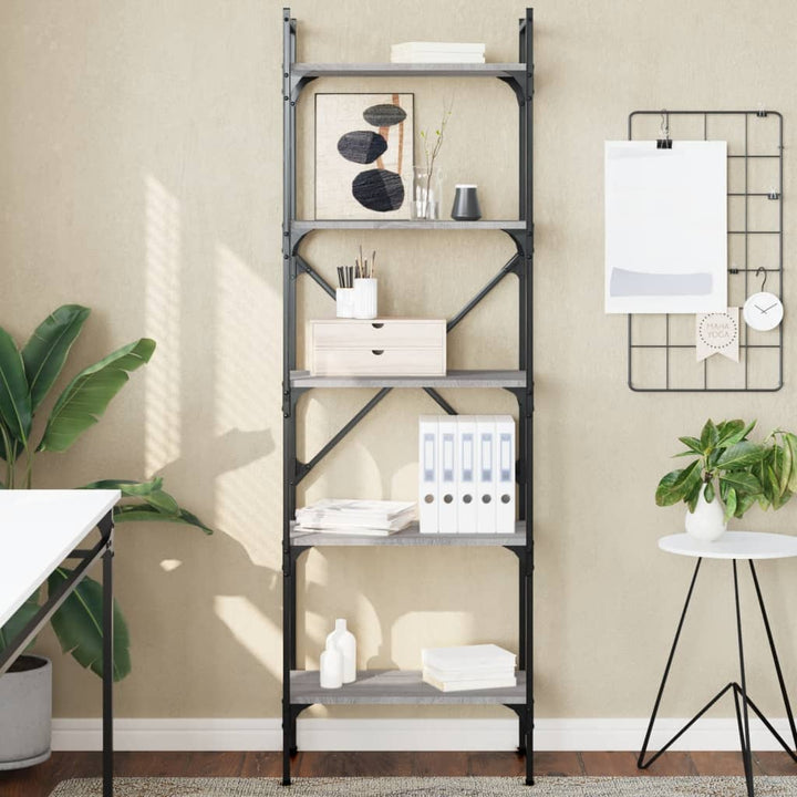 Bokhylla 5 Hyllplan Rökig Ek 56X31,5X Konstruerat Trä