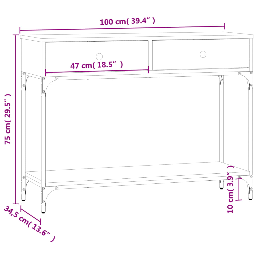 Avlastningsbord 100X34,5X75 Cm Konstruerat Trä