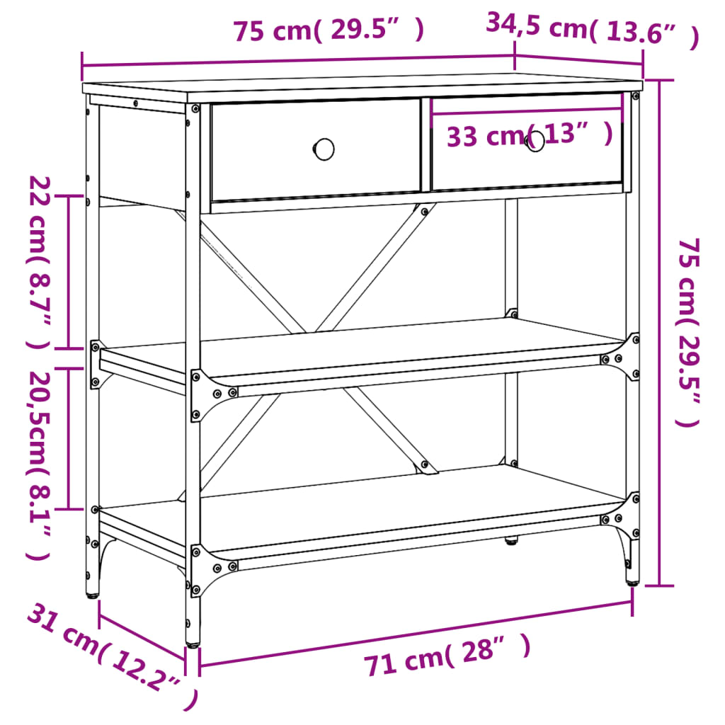 Konsolbord 75X34,5X Konstruerat Trä