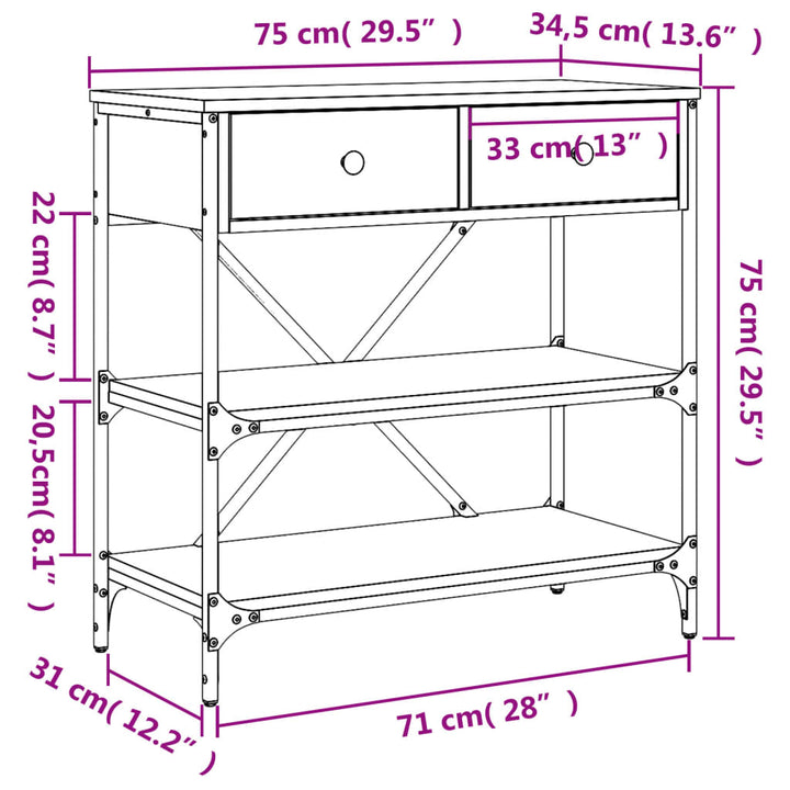 Avlastningsbord Sonoma-Ek 75X34,5X Konstruerat Trä