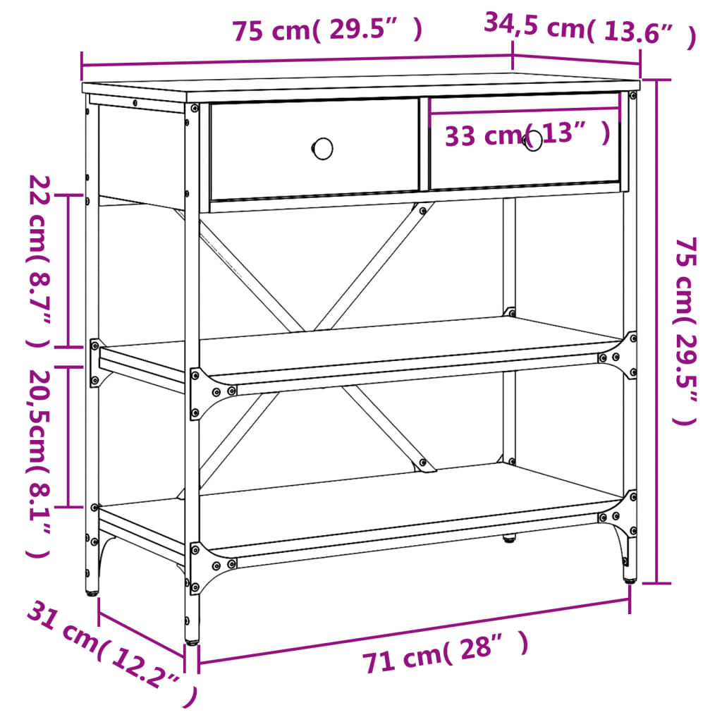 Avlastningsbord 75X34,5X Konstruerat Trä