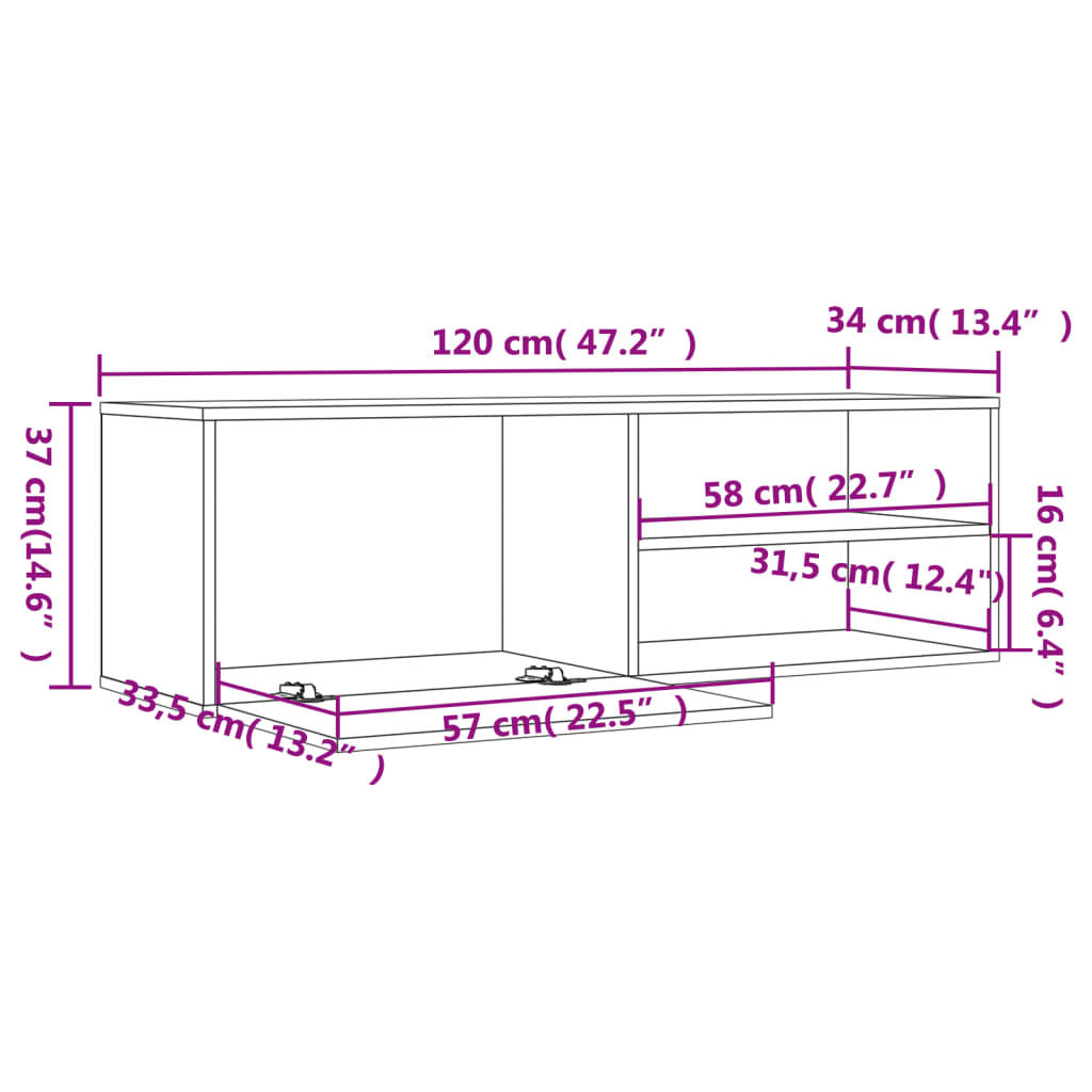Tv-Bänk 120X34X37 Cm Konstruerat Trä