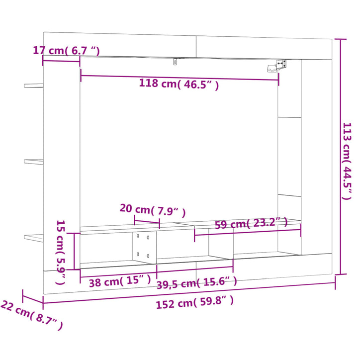 Tv-Hylla Sonoma-Ek 152X22X113 Cm Konstruerat Trä