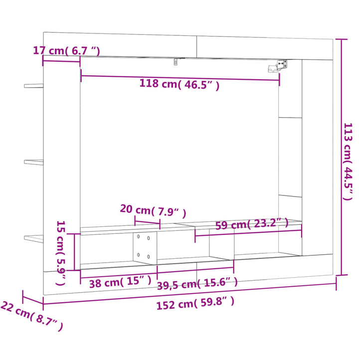 Tv-Hylla Sonoma-Ek 152X22X113 Cm Konstruerat Trä