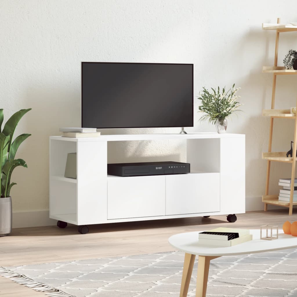 Tv-Bänk Med Hjul 102X34,5X43 Cm Konstruerat Trä
