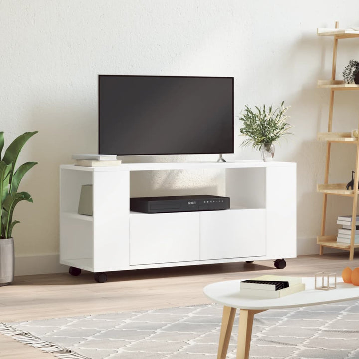 Tv-Bänk Med Hjul 102X34,5X43 Cm Konstruerat Trä