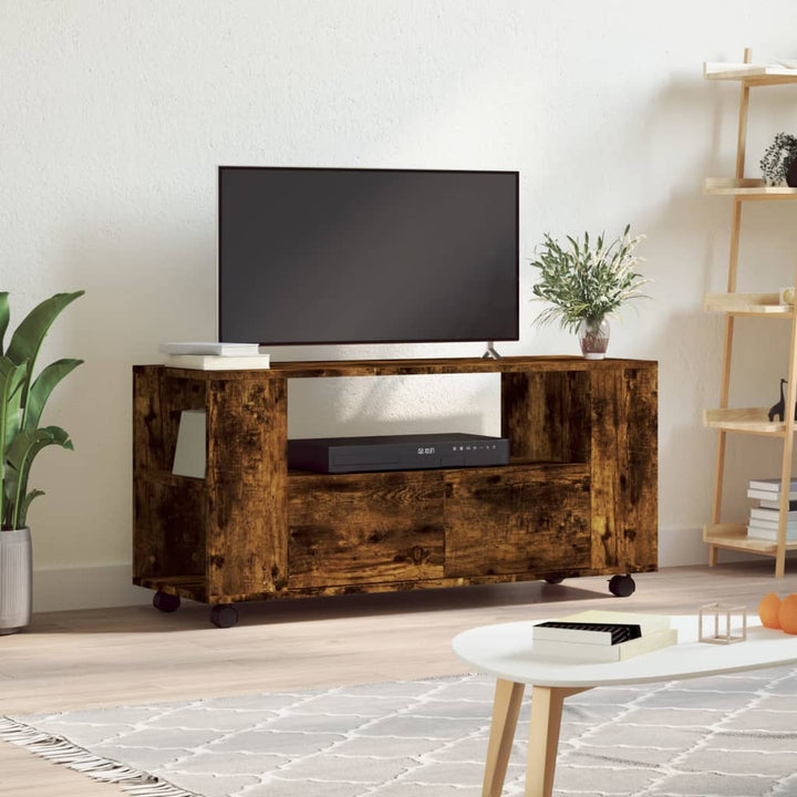 Tv-Bänk Med Hjul 102X34,5X43 Cm Konstruerat Trä