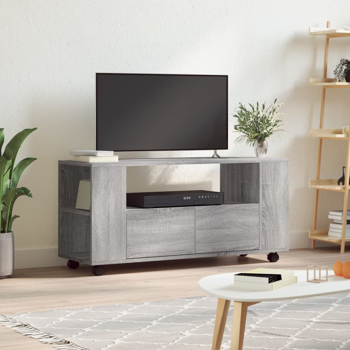 Tv-Bänk Med Hjul 102X34,5X43 Cm Konstruerat Trä