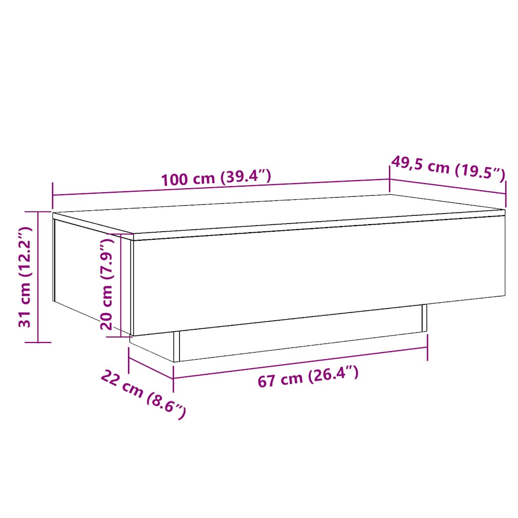 Soffbord 100X49,5X31 Cm Konstruerat Trä