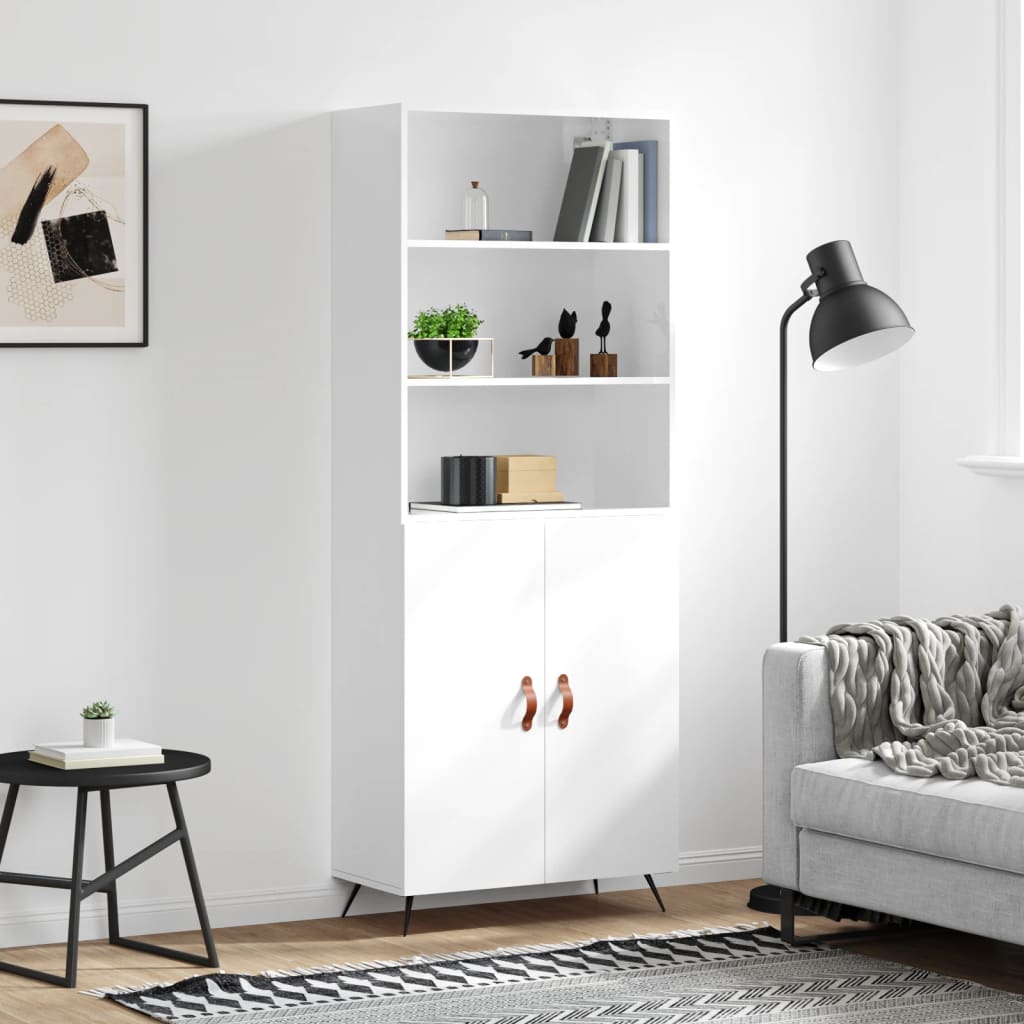 Högskåp Högglans Vit 69,5X34X180 Cm Konstruerat Trä