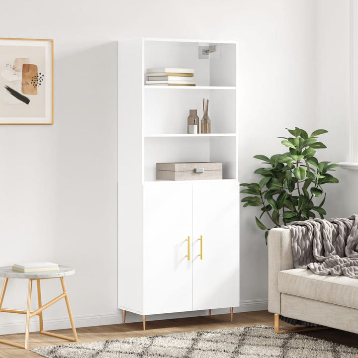 Högskåp Högglans Vit 69,5X34X180 Cm Konstruerat Trä