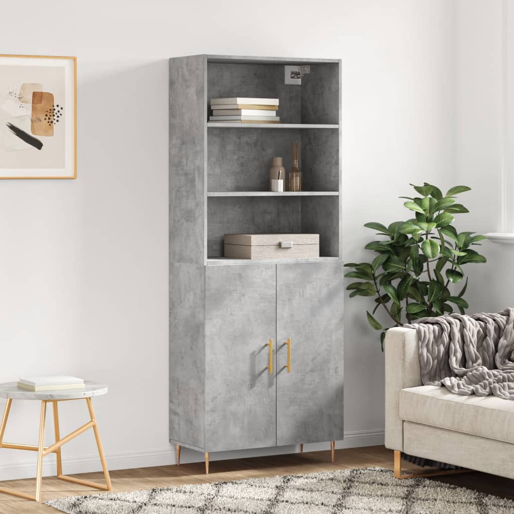 Högskåp Högglans Vit 69,5X34X180 Cm Konstruerat Trä