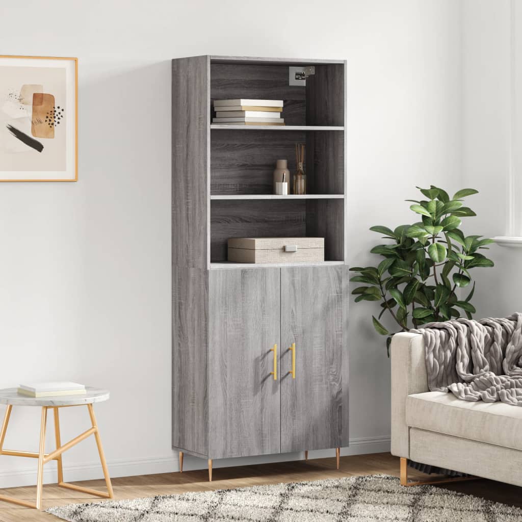 Högskåp Högglans Vit 69,5X34X180 Cm Konstruerat Trä