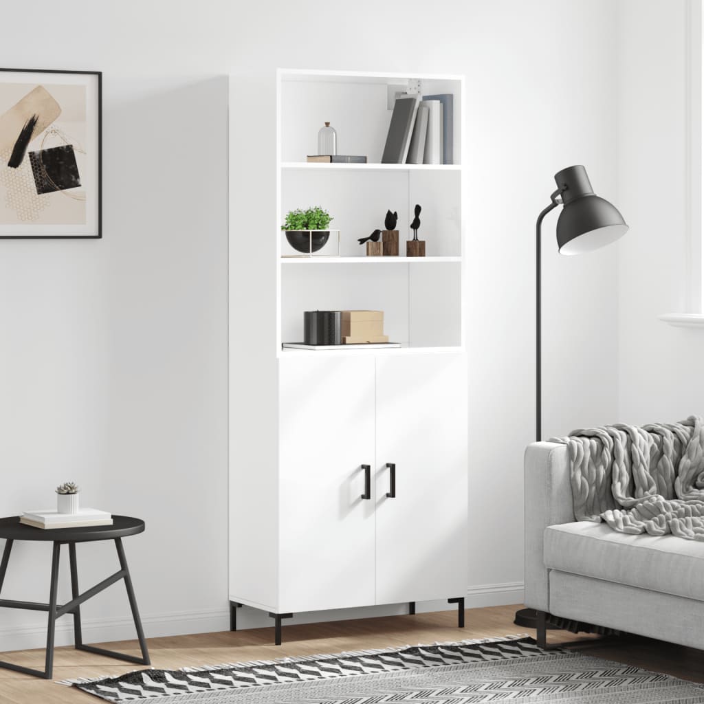 Högskåp Högglans Vit 69,5X34X180 Cm Konstruerat Trä