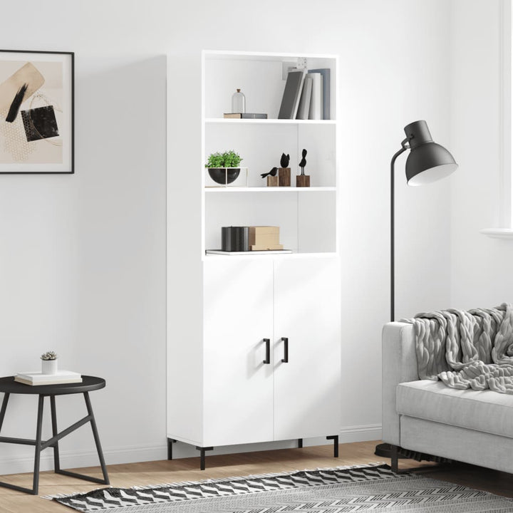 Högskåp Högglans Vit 69,5X34X180 Cm Konstruerat Trä