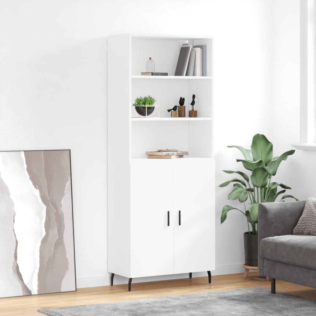 Högskåp Högglans Vit 69,5X34X180 Cm Konstruerat Trä
