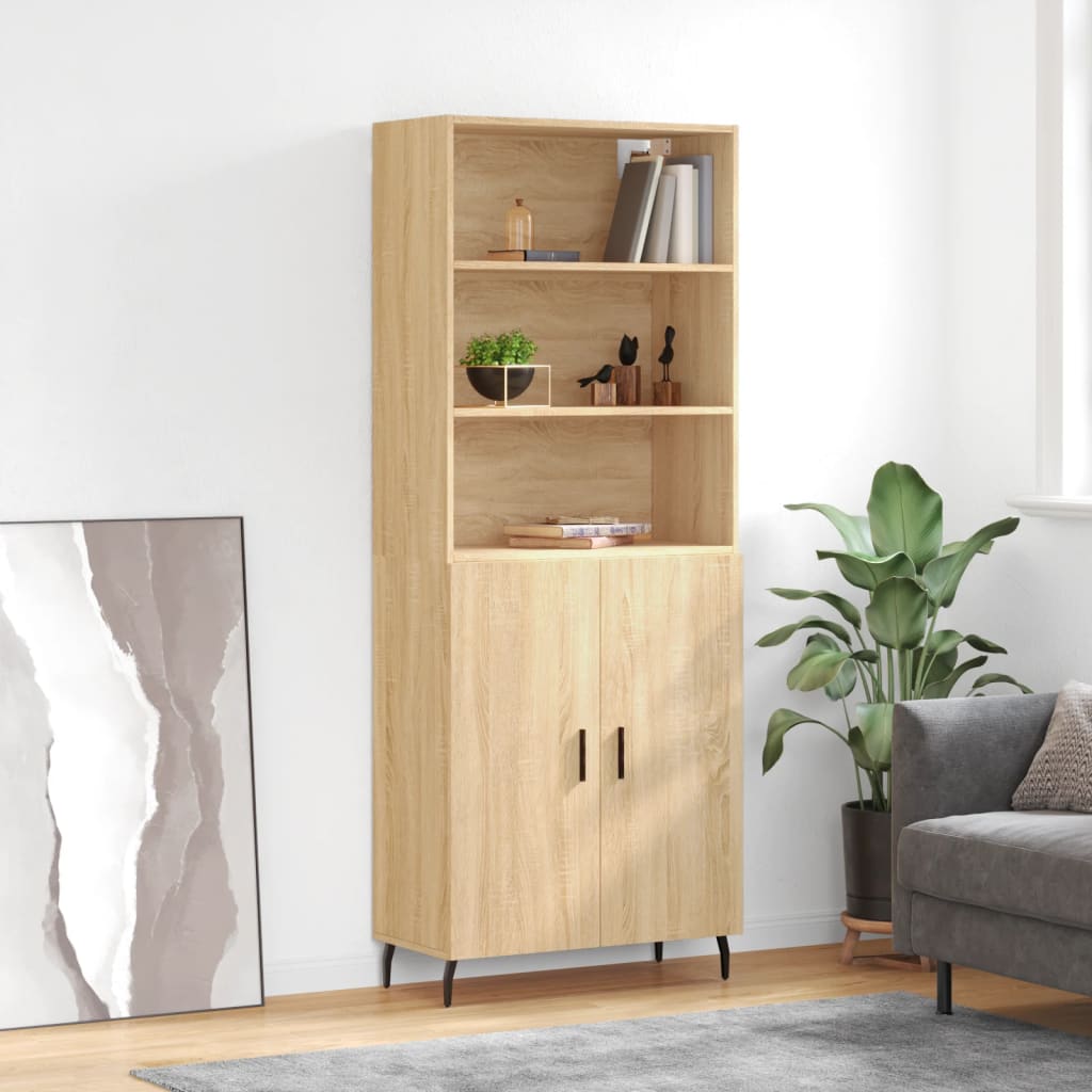 Högskåp Högglans Vit 69,5X34X180 Cm Konstruerat Trä