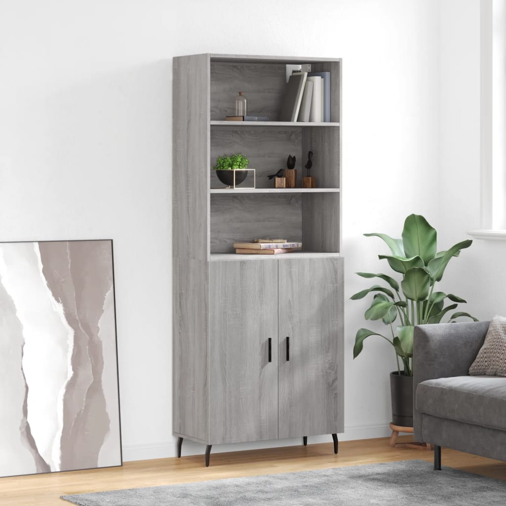 Högskåp Högglans Vit 69,5X34X180 Cm Konstruerat Trä
