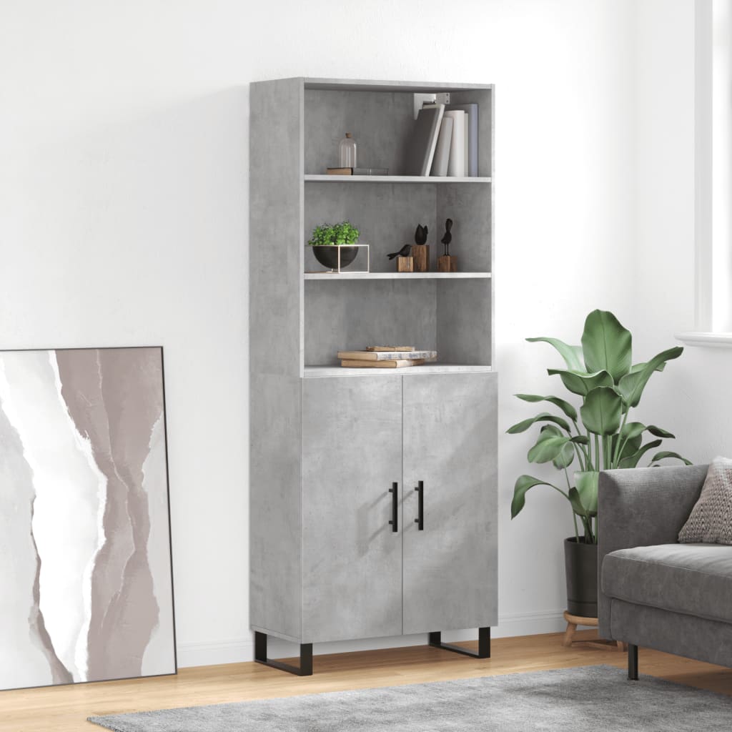 Högskåp Högglans Vit 69,5X34X180 Cm Konstruerat Trä