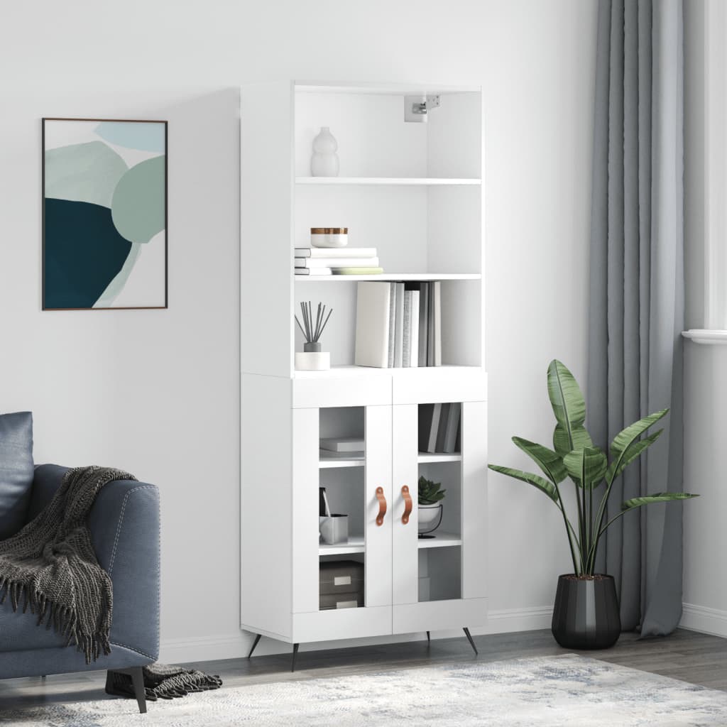 Högskåp Högglans Vit 69,5X34X180 Cm Konstruerat Trä