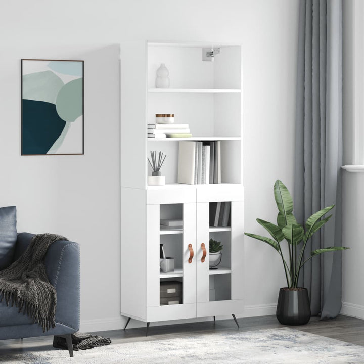 Högskåp Högglans Vit 69,5X34X180 Cm Konstruerat Trä