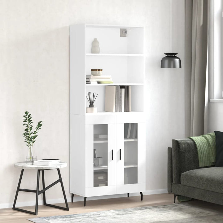 Högskåp Högglans Vit 69,5X34X180 Cm Konstruerat Trä