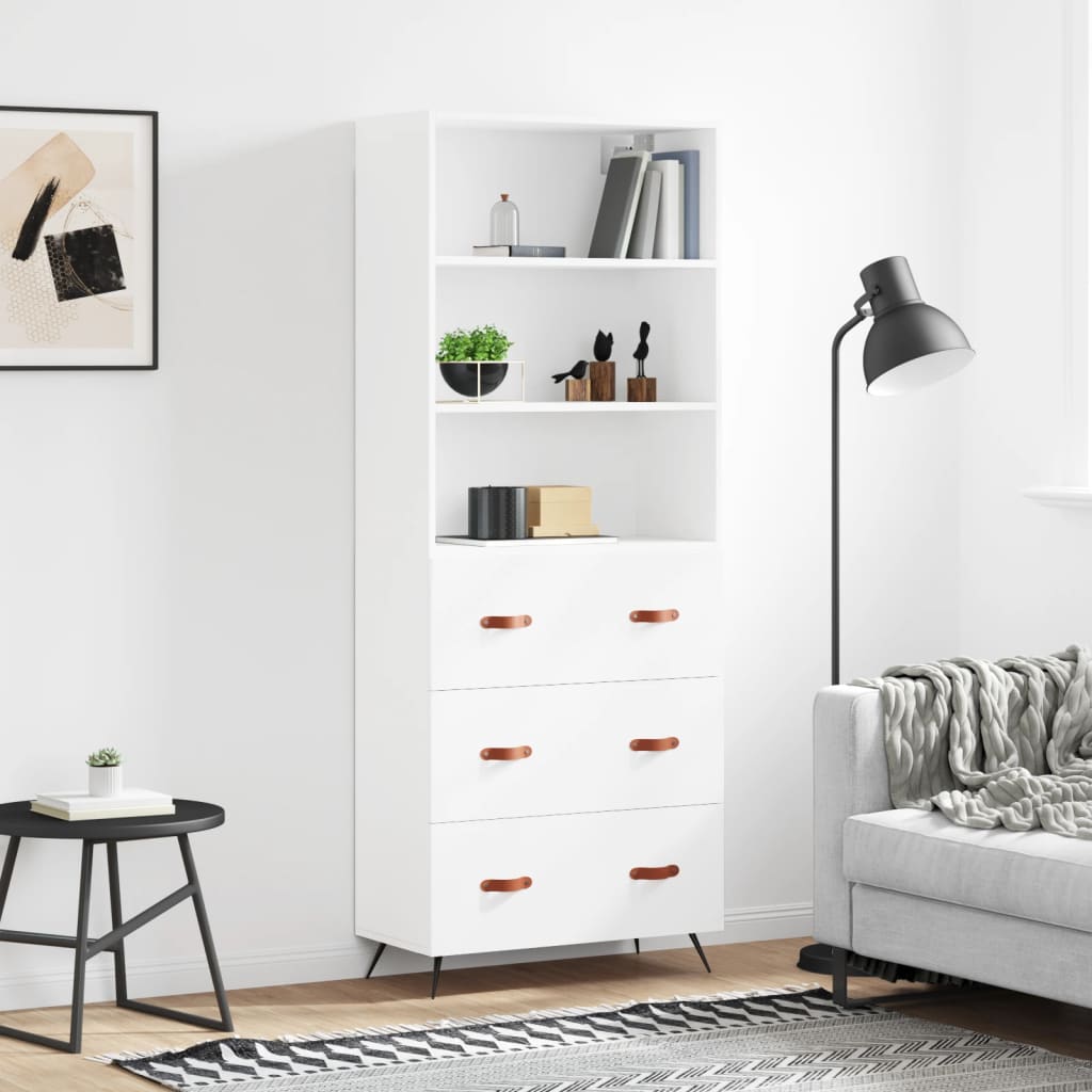 Högskåp Högglans Vit 69,5X34X180 Cm Konstruerat Trä
