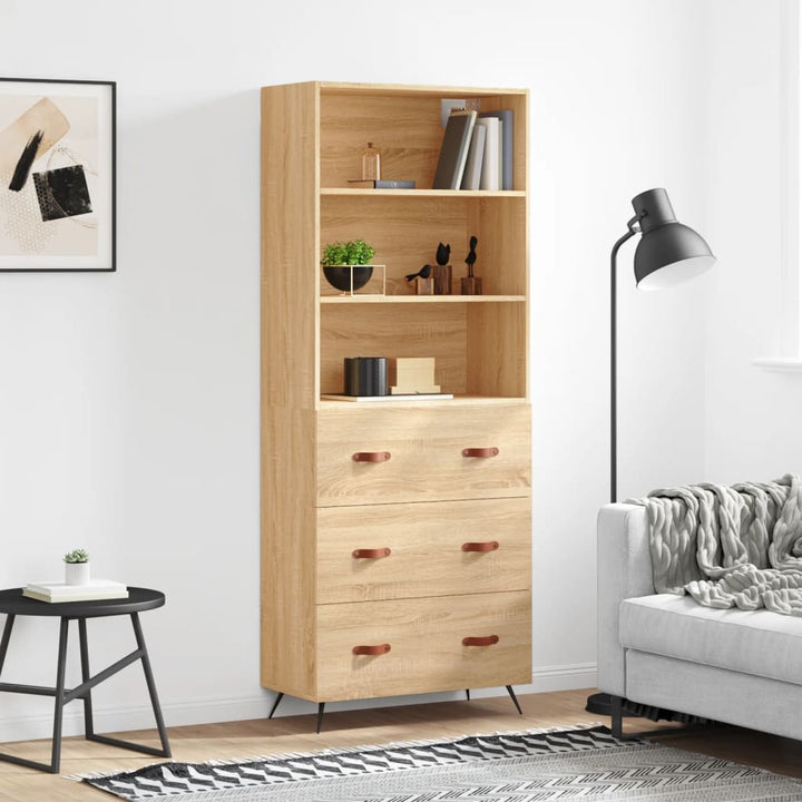 Högskåp Högglans Vit 69,5X34X180 Cm Konstruerat Trä