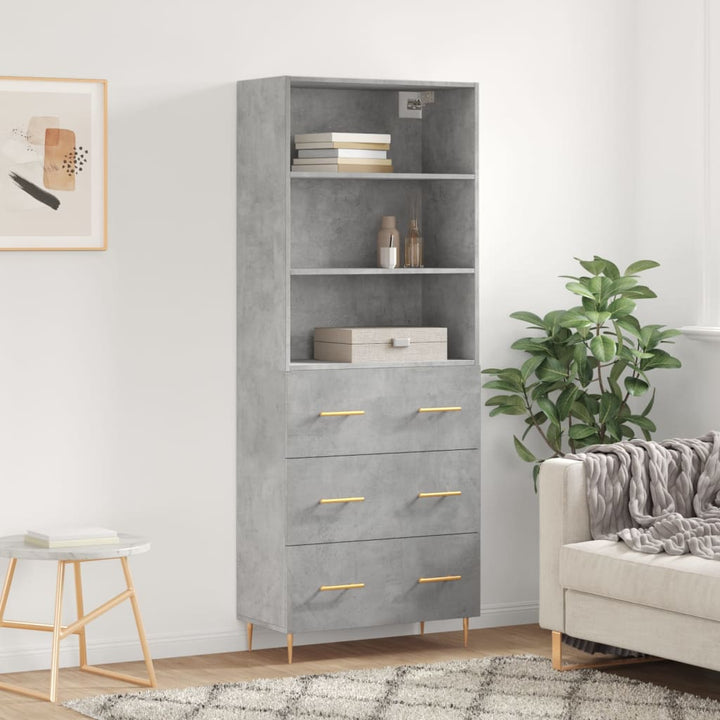 Högskåp Högglans Vit 69,5X34X180 Cm Konstruerat Trä