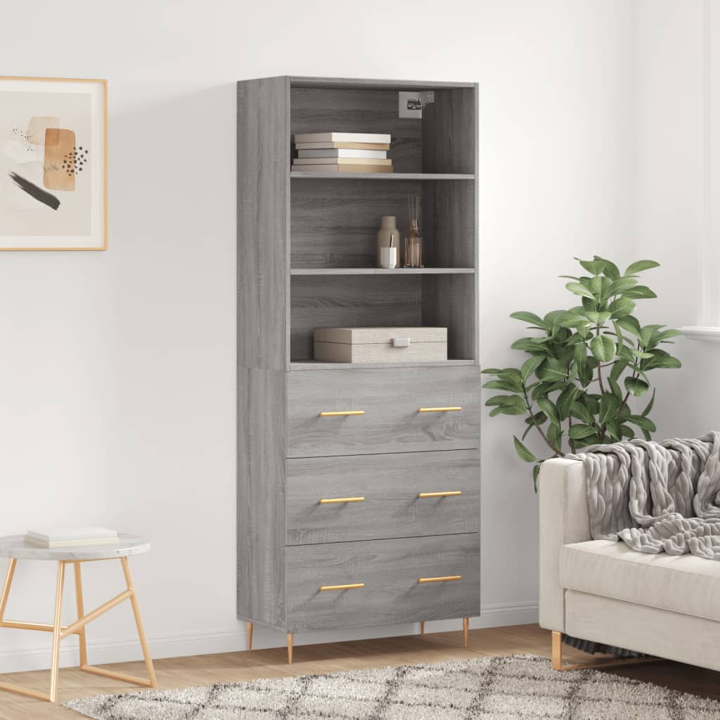 Högskåp Högglans Vit 69,5X34X180 Cm Konstruerat Trä