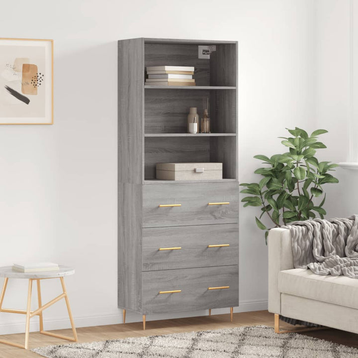 Högskåp Högglans Vit 69,5X34X180 Cm Konstruerat Trä
