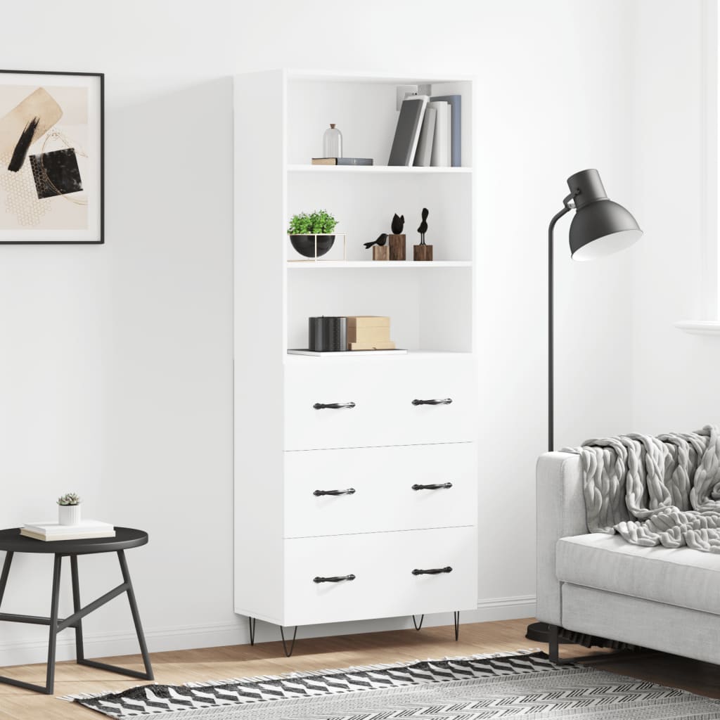 Högskåp Högglans Vit 69,5X34X180 Cm Konstruerat Trä