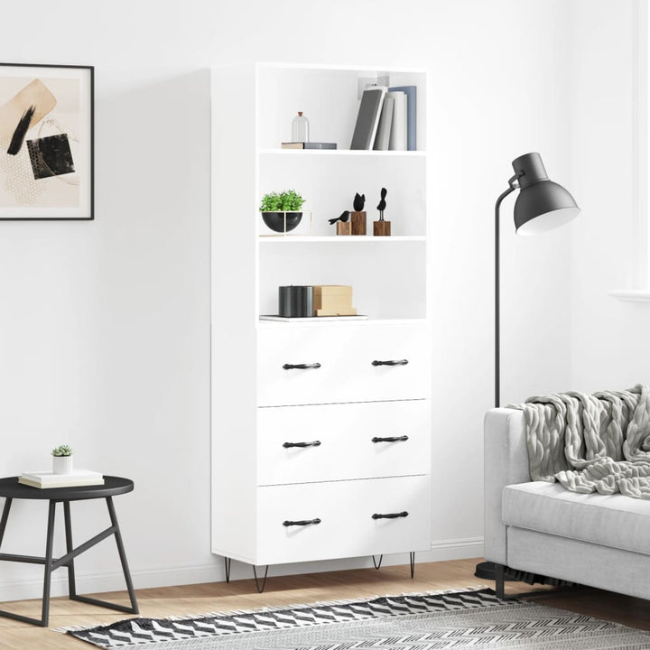 Högskåp Högglans Vit 69,5X34X180 Cm Konstruerat Trä
