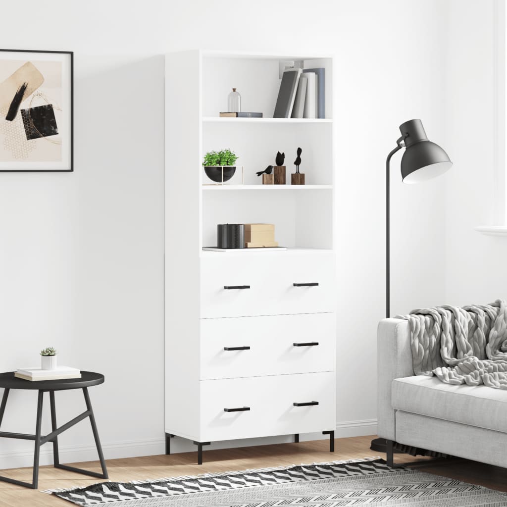 Högskåp Högglans Vit 69,5X34X180 Cm Konstruerat Trä