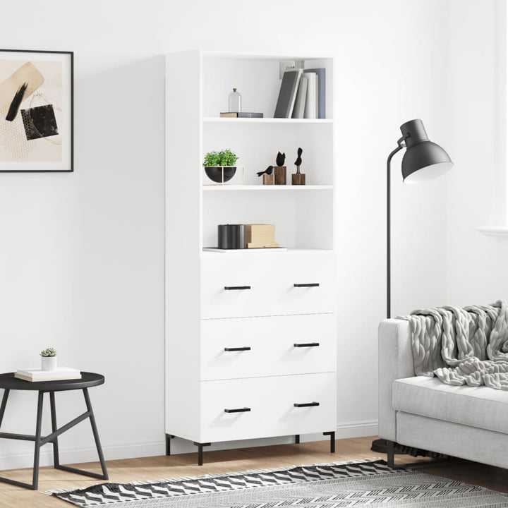 Högskåp Högglans Vit 69,5X34X180 Cm Konstruerat Trä