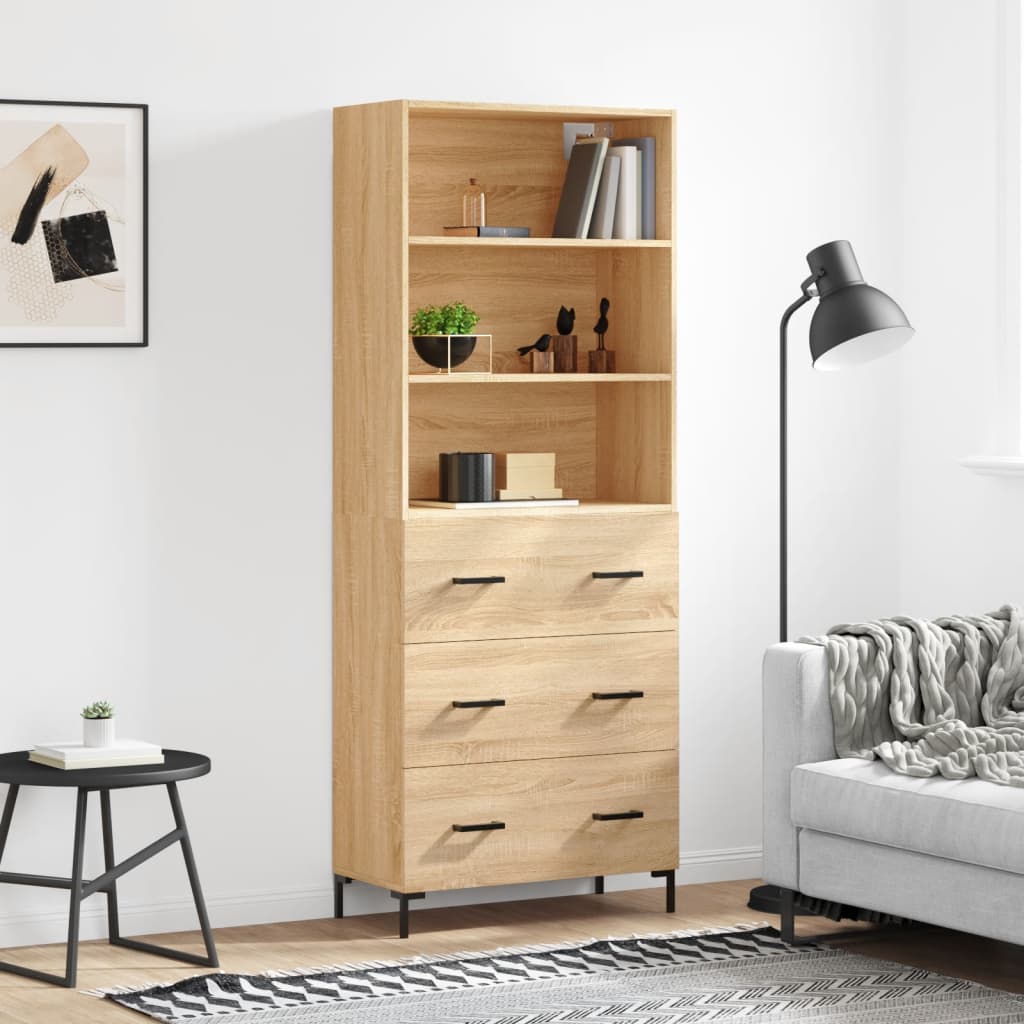 Högskåp Högglans Vit 69,5X34X180 Cm Konstruerat Trä