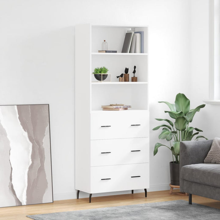 Högskåp Högglans Vit 69,5X34X180 Cm Konstruerat Trä