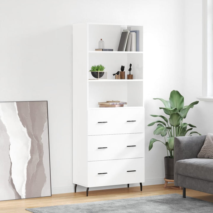Högskåp Högglans Vit 69,5X34X180 Cm Konstruerat Trä
