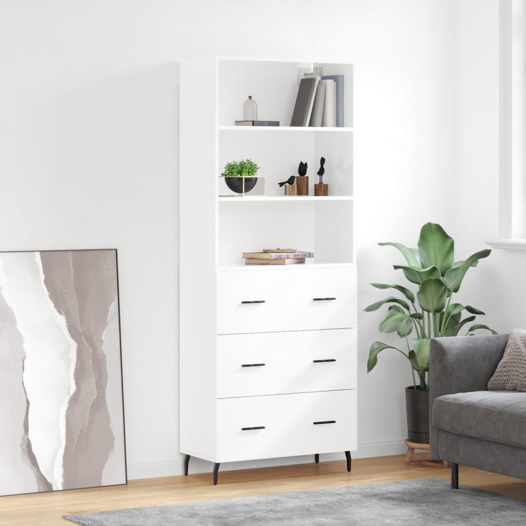 Högskåp Högglans Vit 69,5X34X180 Cm Konstruerat Trä