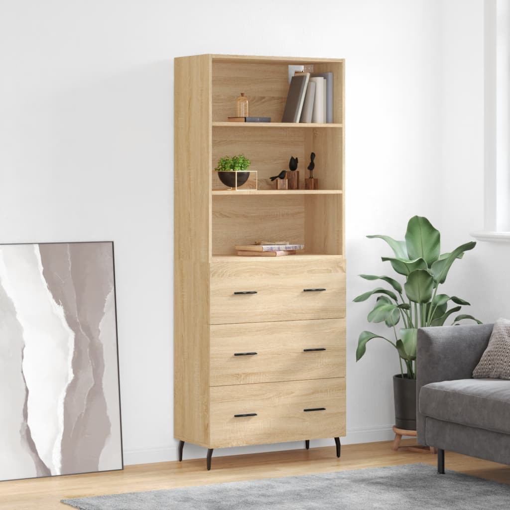 Högskåp Högglans Vit 69,5X34X180 Cm Konstruerat Trä