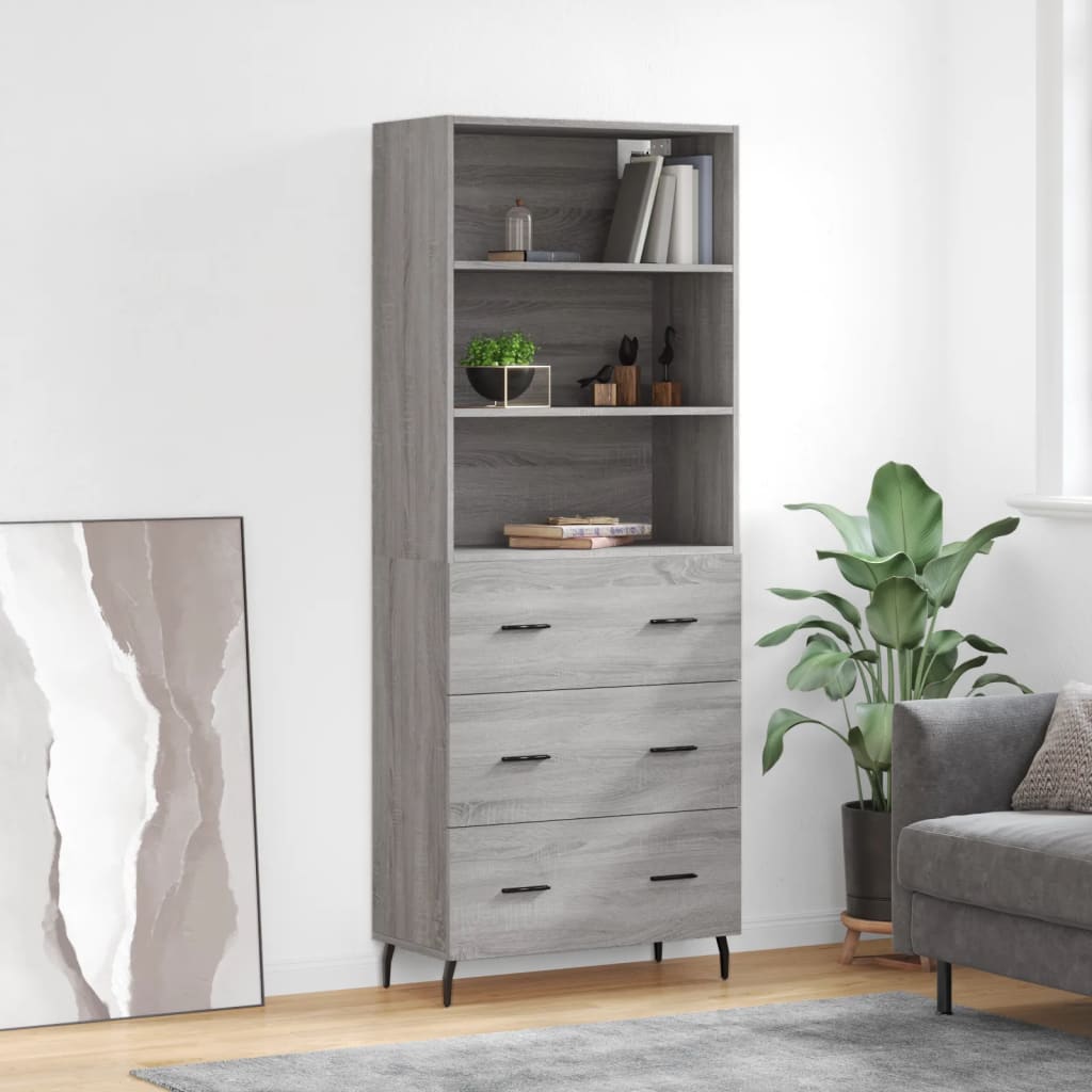 Högskåp Högglans Vit 69,5X34X180 Cm Konstruerat Trä