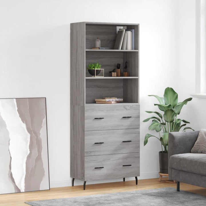 Högskåp Högglans Vit 69,5X34X180 Cm Konstruerat Trä