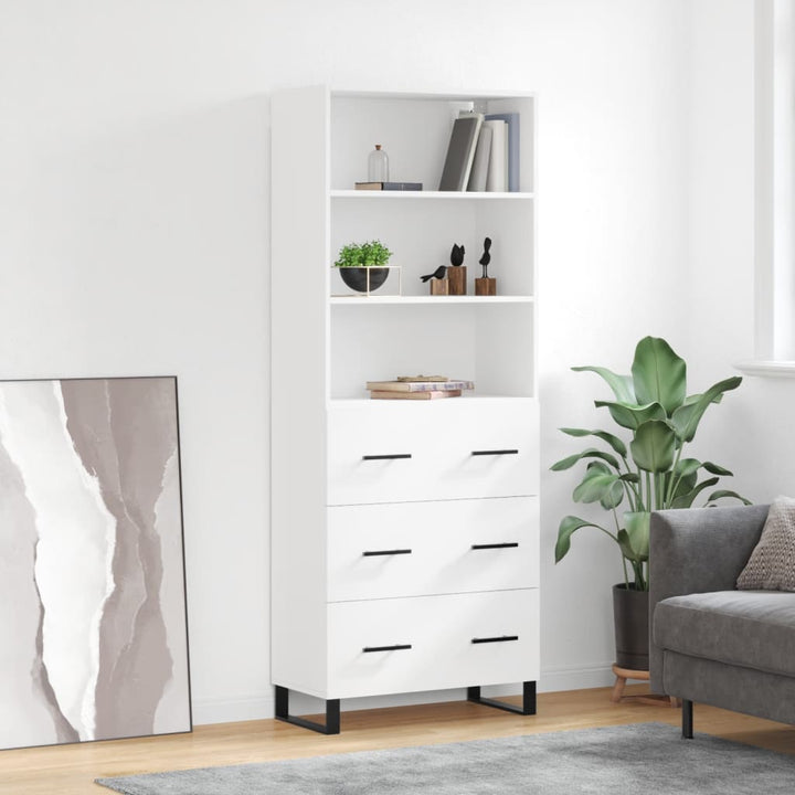 Högskåp Högglans Vit 69,5X34X180 Cm Konstruerat Trä